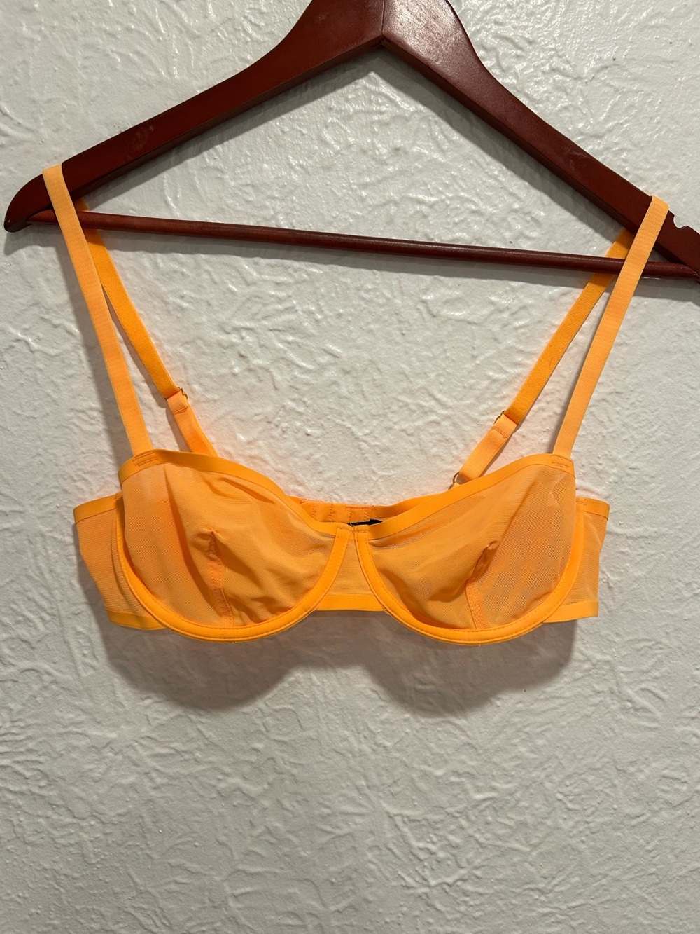 Urban Outfitters Bright Orange Sheer Underwire Bra